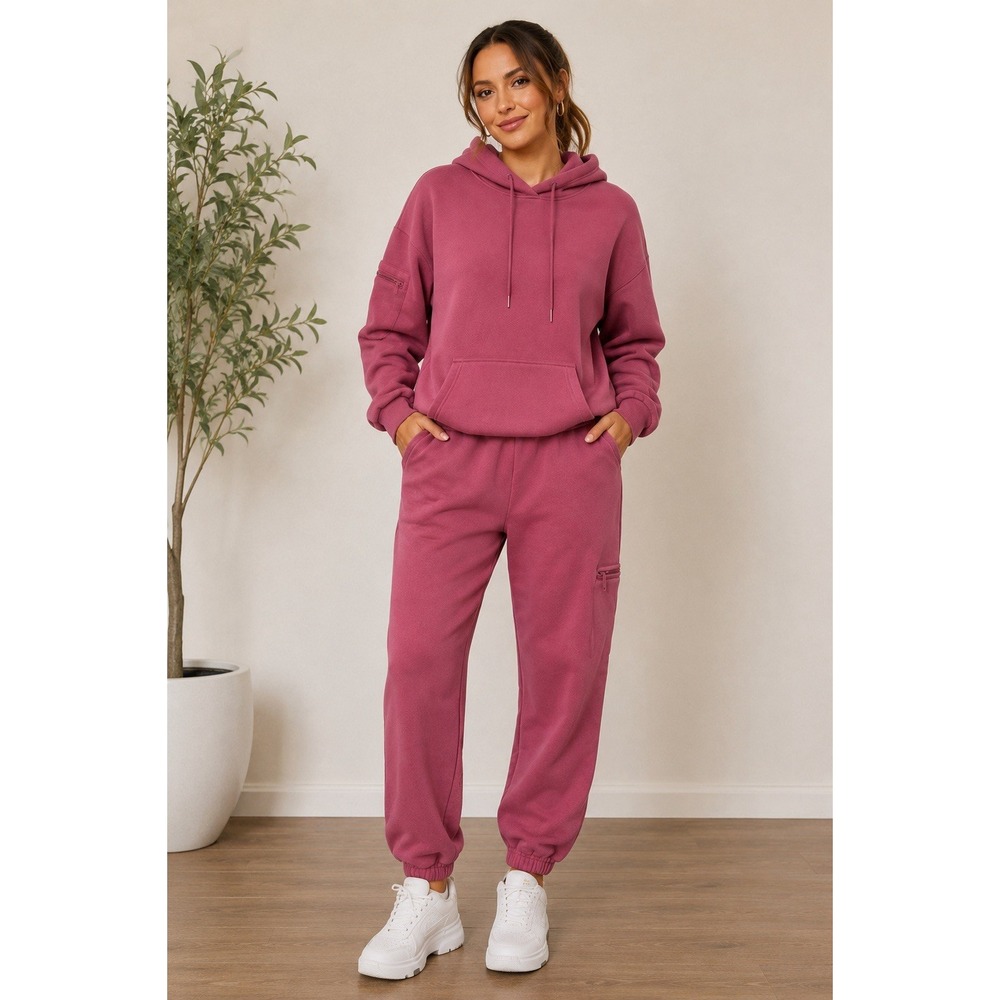 Comfrrt Women's M Mauve 2 Piece Hoodie Jogger Sweat Set Matching Tracksuit